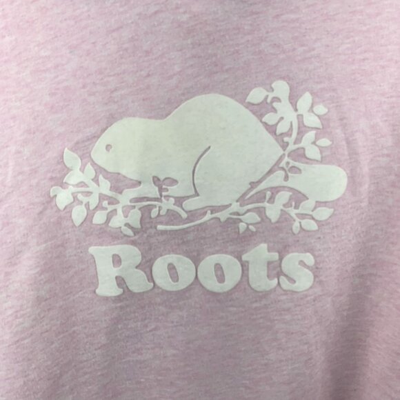 Roots Canada Pink Cotton Pullover Crop Hoodie Beaver Logo Womens Size Small - Picture 2 of 11